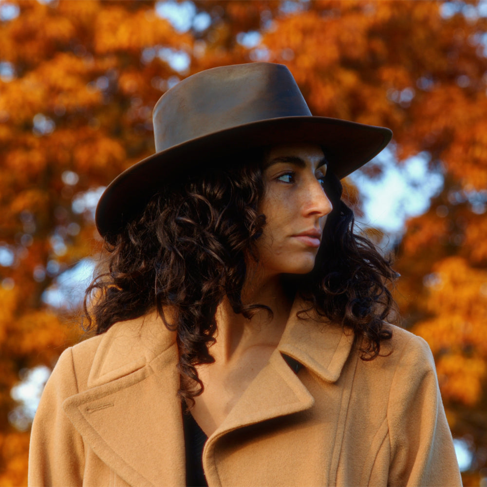 Buffalo Leather Cowboy Hat - Chocolate