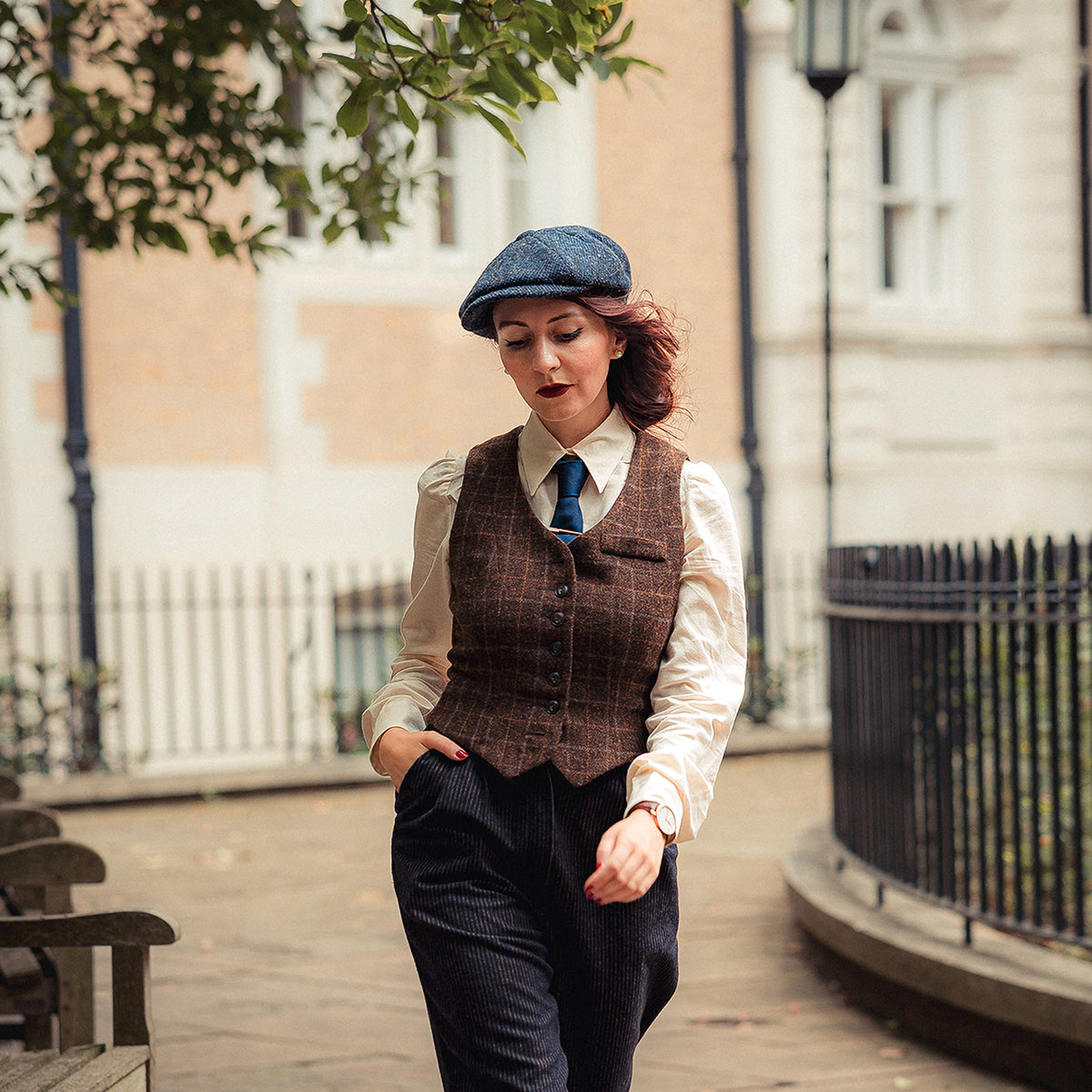 Donegal Tweed Marl Glenborin Newsboy Cap - Blue-Black