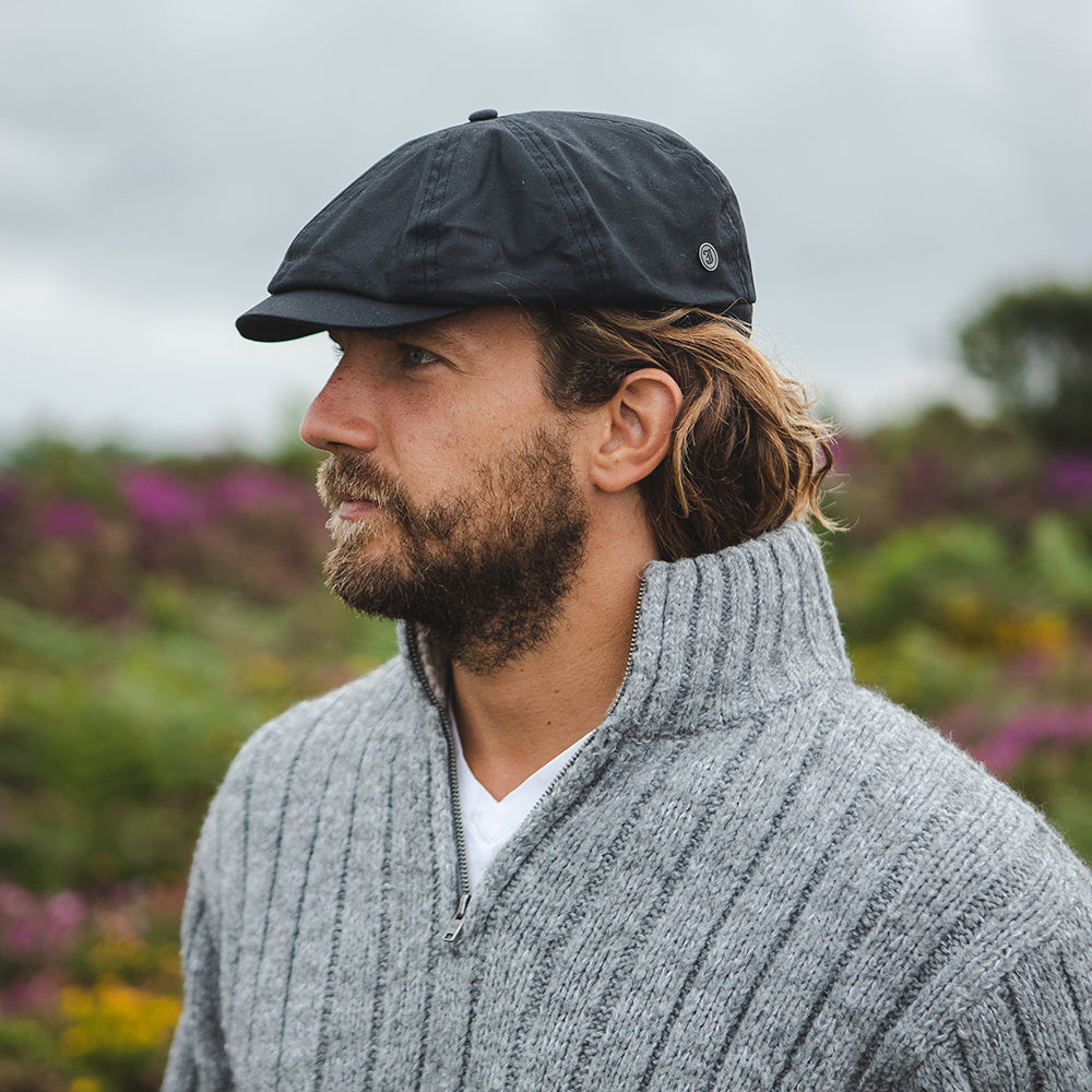 Oilcloth Newsboy Cap Black Wholesale Pack
