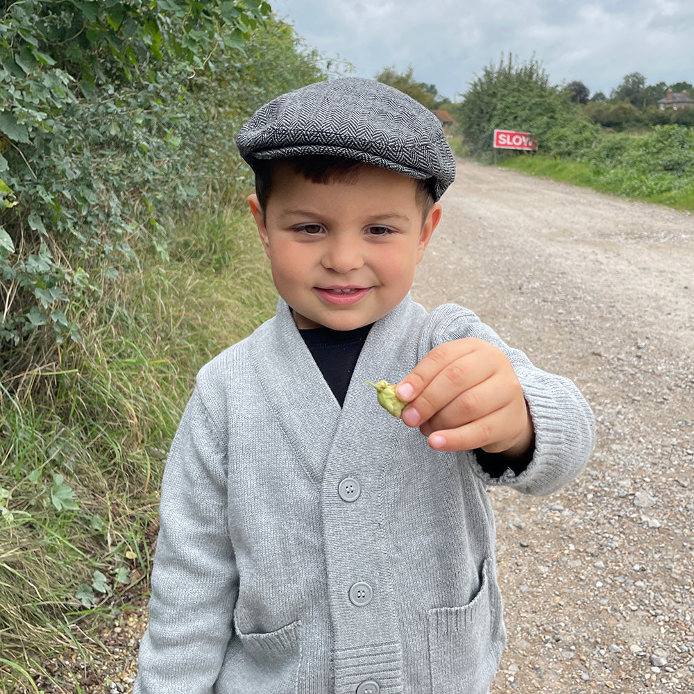 Kids Herringbone Flat Cap Grey Wholesale Pack
