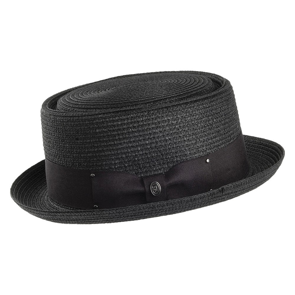 Toyo Braided Pork Pie Hat - Black