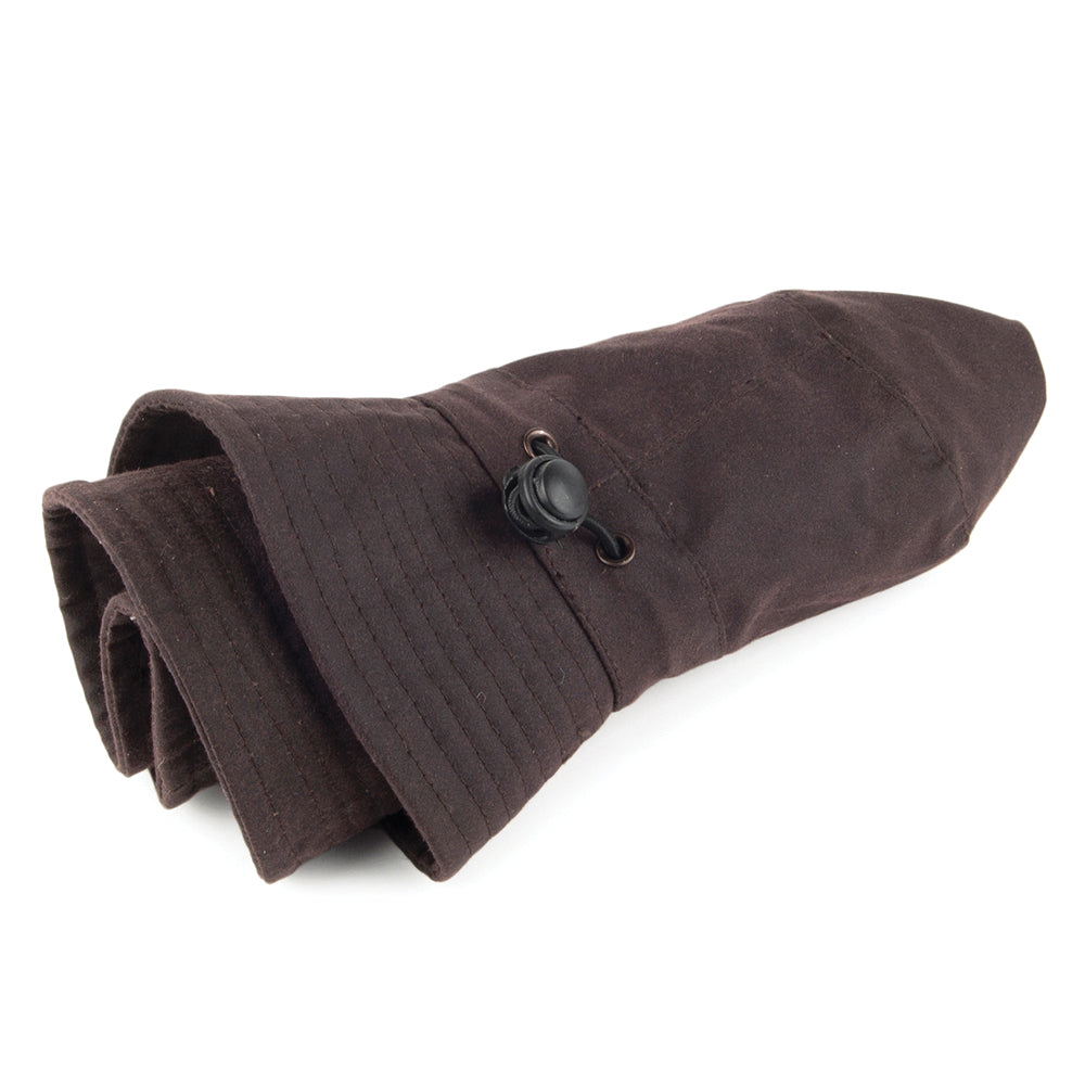 Packable Water Resistant Waxed Cotton Bucket Hat - Brown