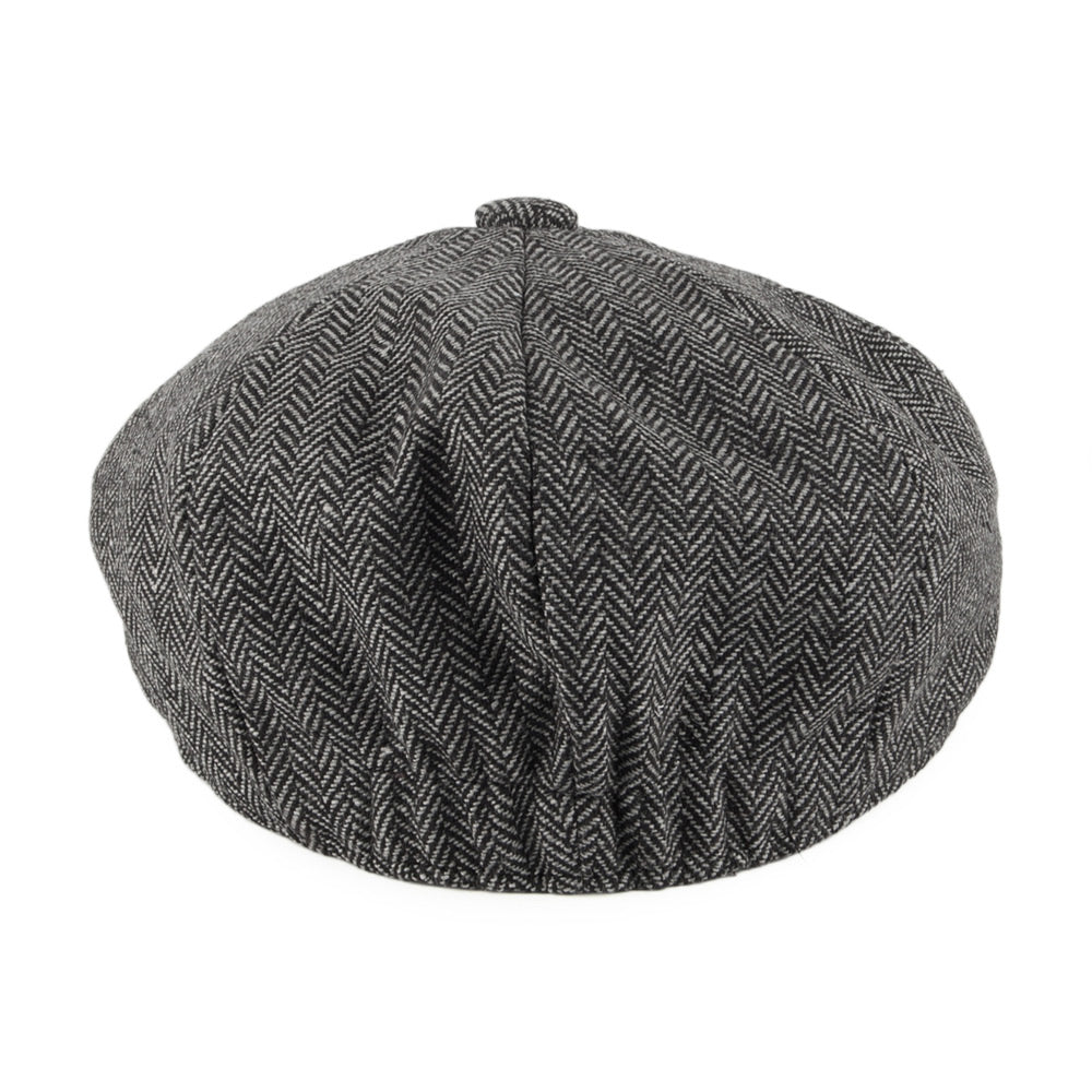 Kids Herringbone Newsboy Cap - Charcoal