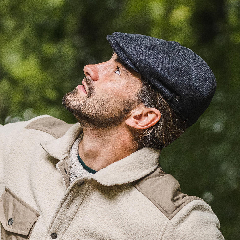 Herringbone Newsboy Cap Charcoal Wholesale Pack