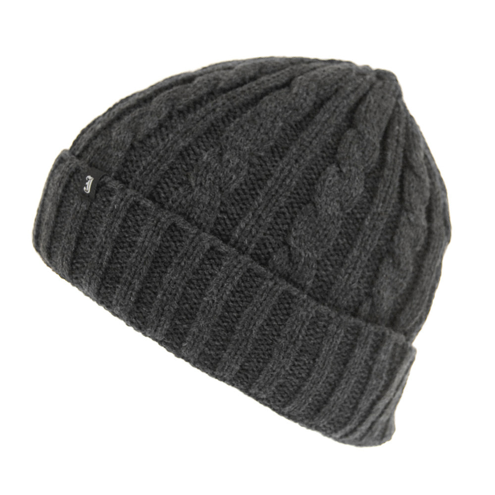 Cable Knit Beanie Hat - Dark Grey - Wholesale Pack