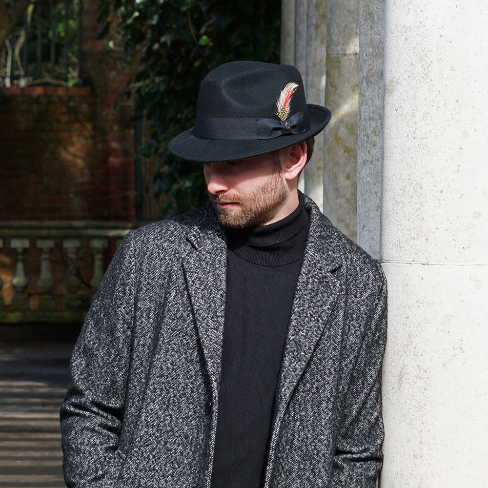 Crushable Blues Trilby Hat - Black