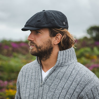 Oilcloth Water Resistant Newsboy Cap - Black