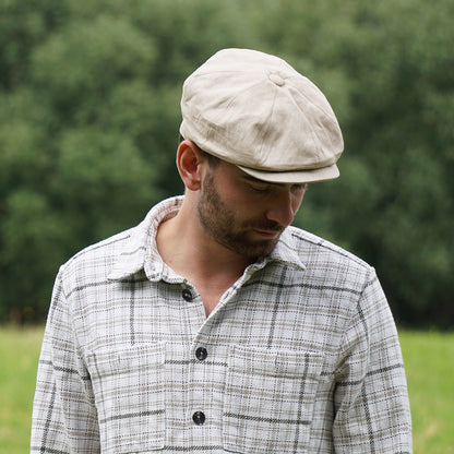 Linen Newsboy Cap - Natural