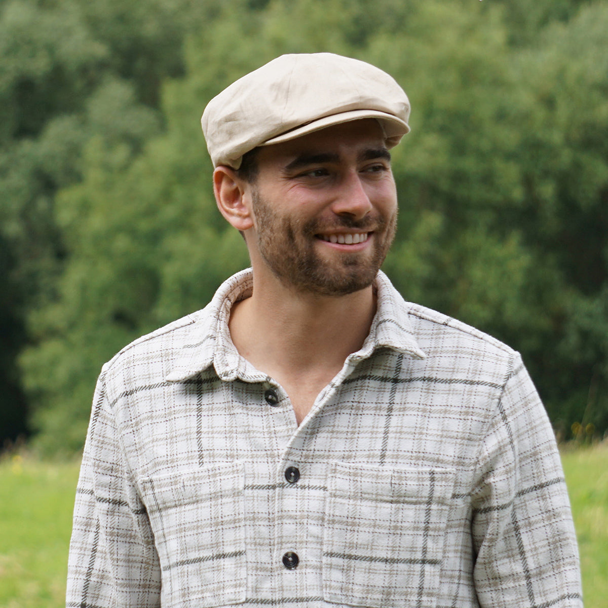 Linen Newsboy Cap - Natural