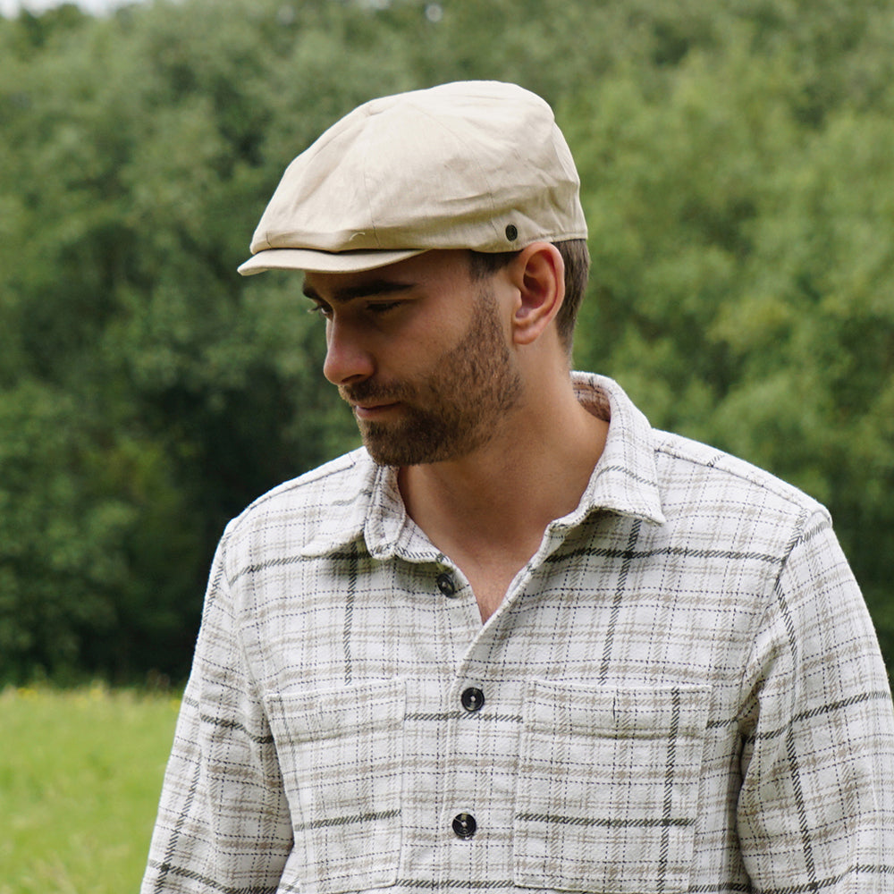 Linen Newsboy Cap - Natural