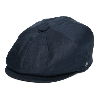 Linen Newsboy Cap - Navy Blue