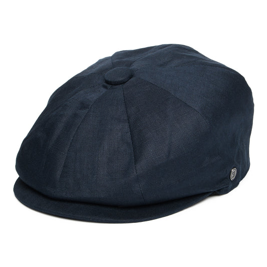 Linen Newsboy Cap - Navy Blue
