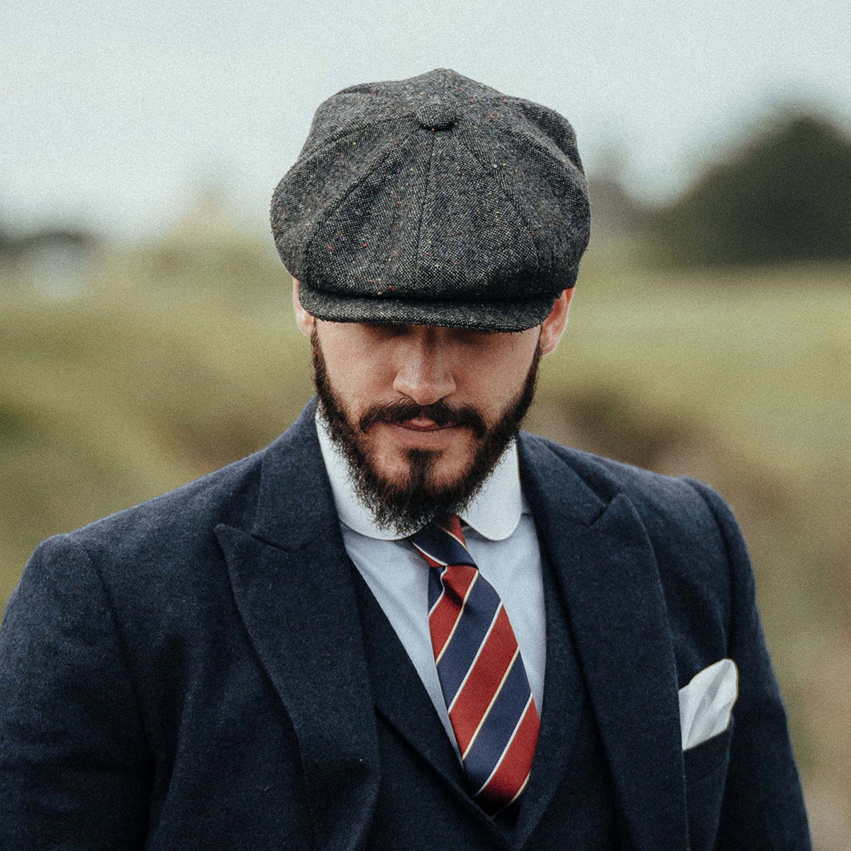 Blackheath Speckled Marl Newsboy Cap - Black-Multi