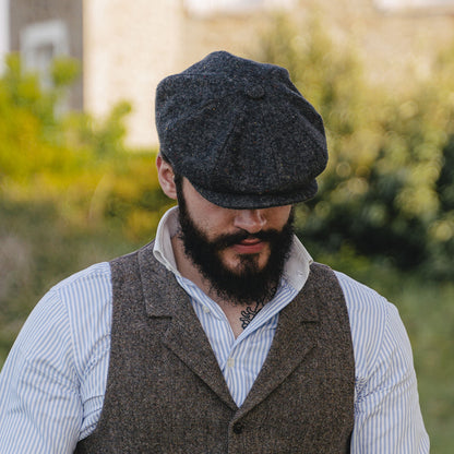 Blackheath Speckled Marl Newsboy Cap - Black-Multi