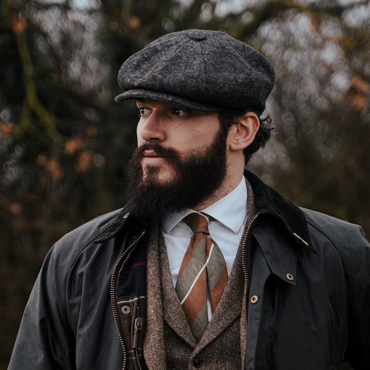 Blackheath Speckled Marl Newsboy Cap - Black-Multi