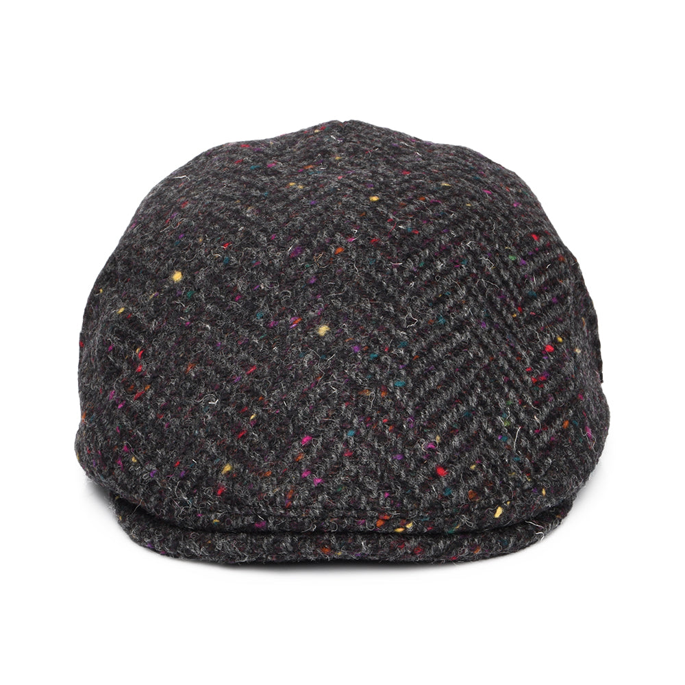 Heavyweight Donegal Tweed Herringbone Finnegan Flat Cap - Charcoal-Multi