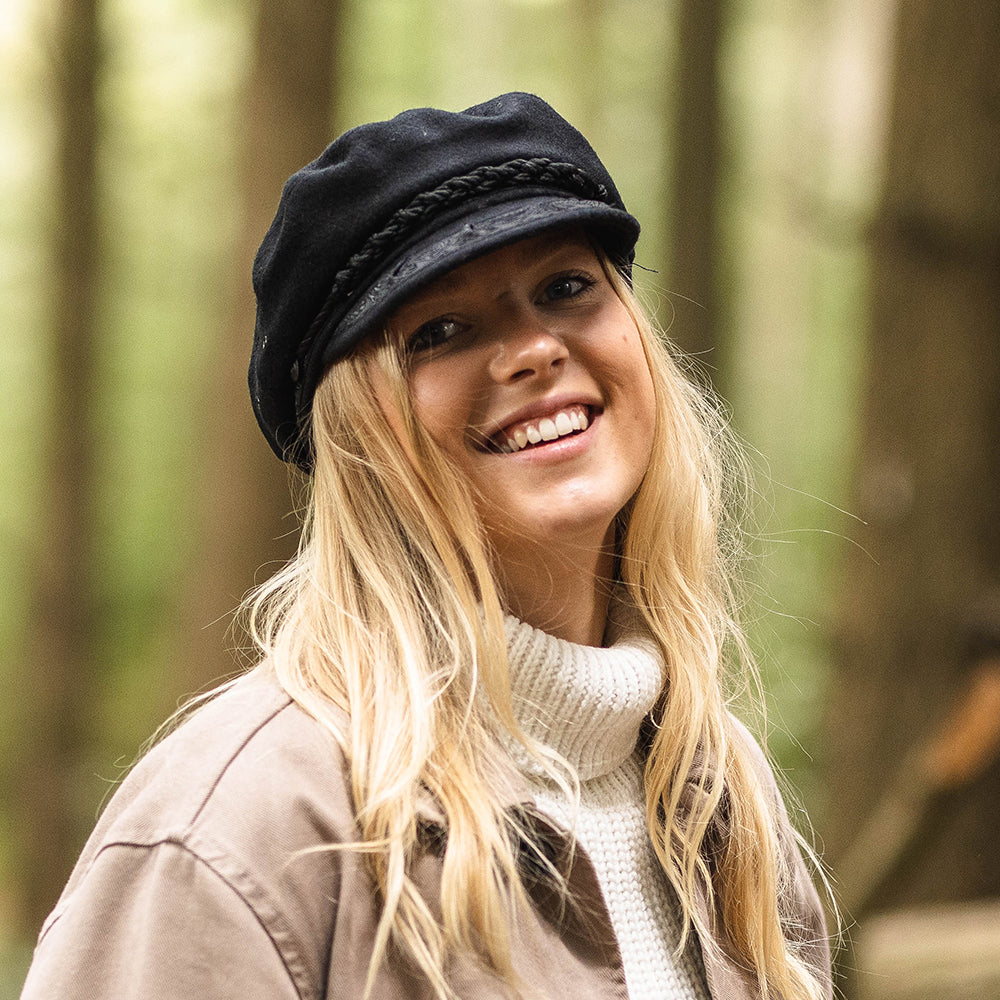 Wool Greek Fisherman Cap - Black