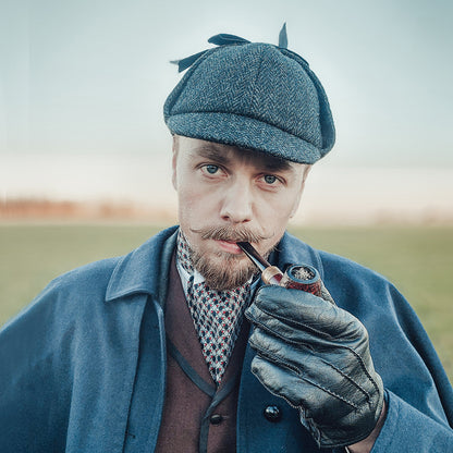 HARRIS TWEED Sherlock Holmes Deerstalker Hat - Black-Charcoal