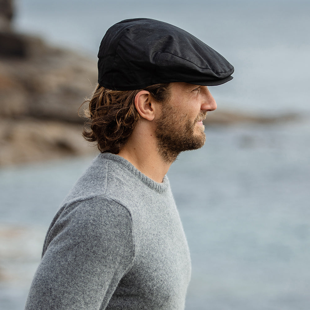 Oilcloth Flat Cap Black Wholesale Pack
