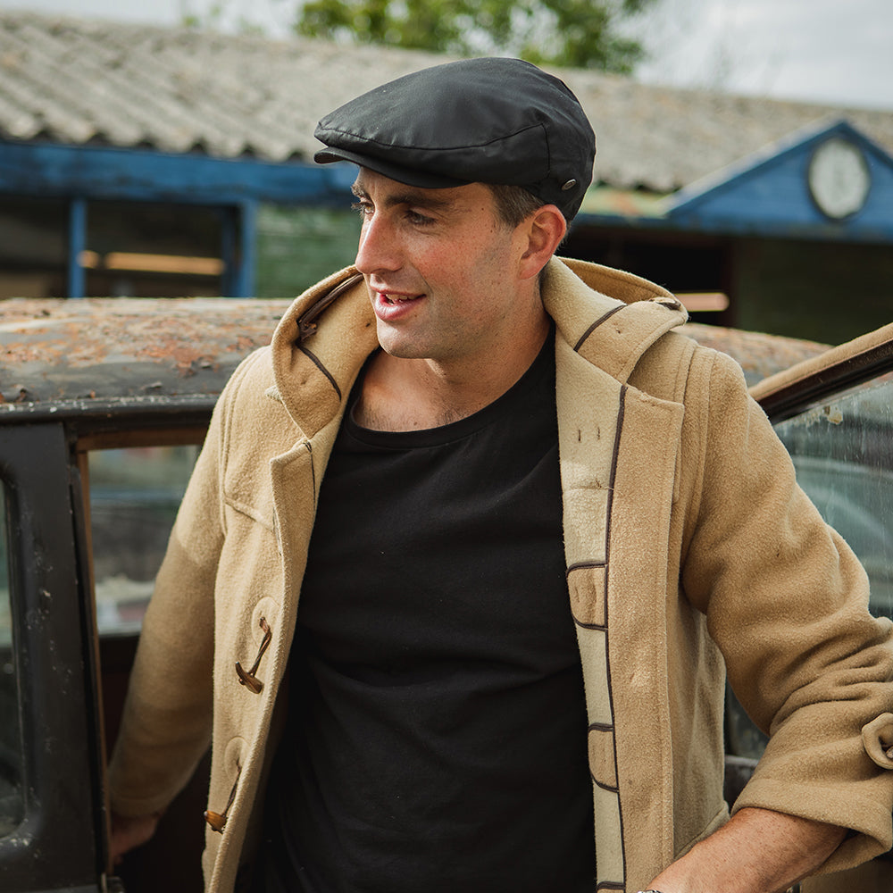 Oilcloth Flat Cap Black Wholesale Pack