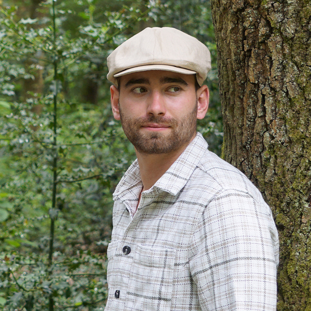 Linen Newsboy Cap Natural Wholesale Pack