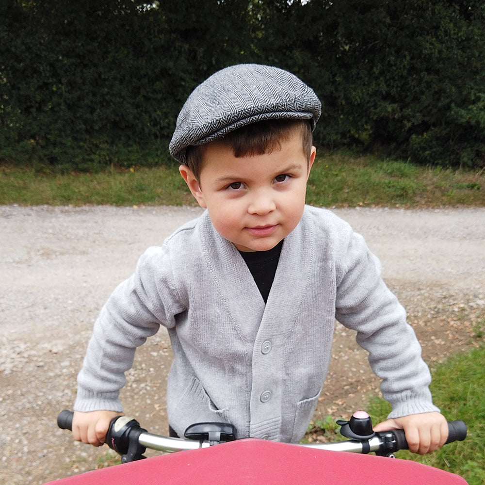 Kids Herringbone Flat Cap Grey Wholesale Pack