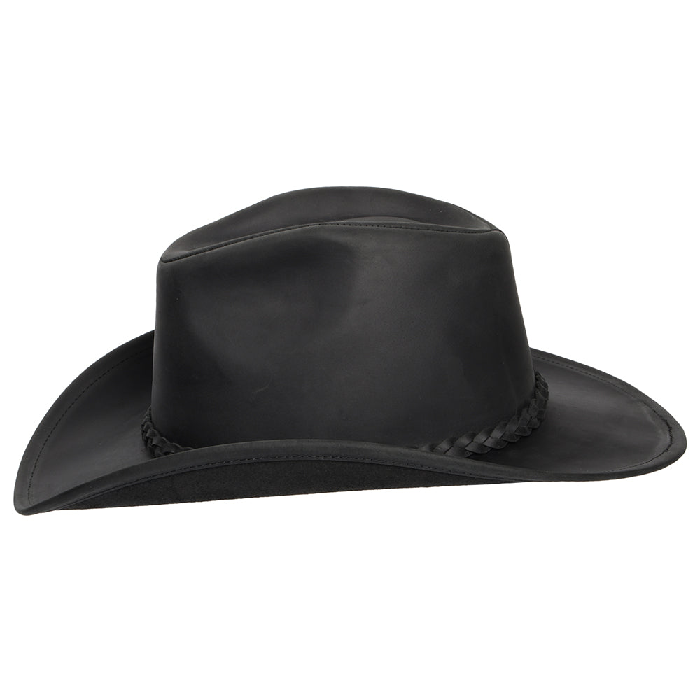 Buffalo Leather Cowboy Hat - Black