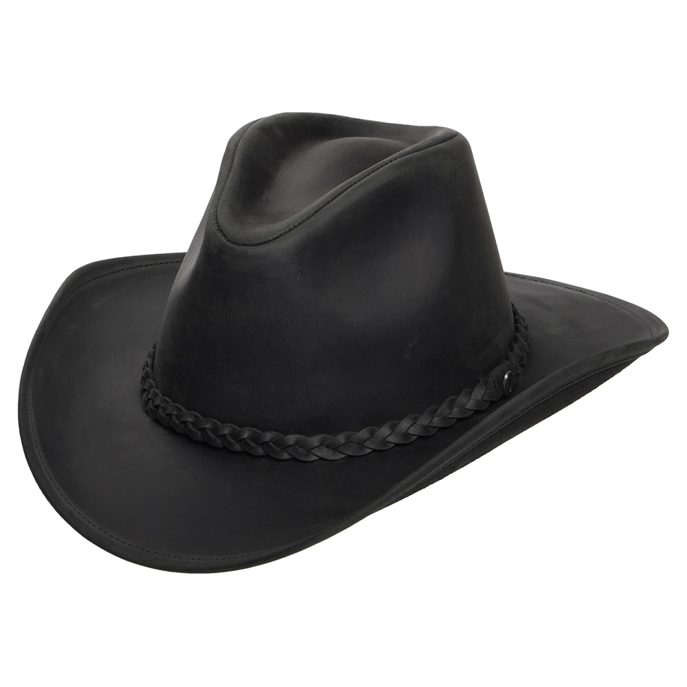 Buffalo Leather Cowboy Hat - Black