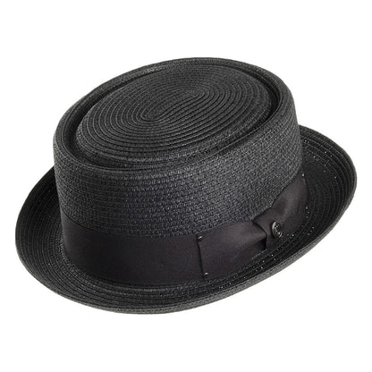 Toyo Braided Pork Pie Hat - Black
