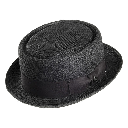 Toyo Braided Pork Pie Hat - Black