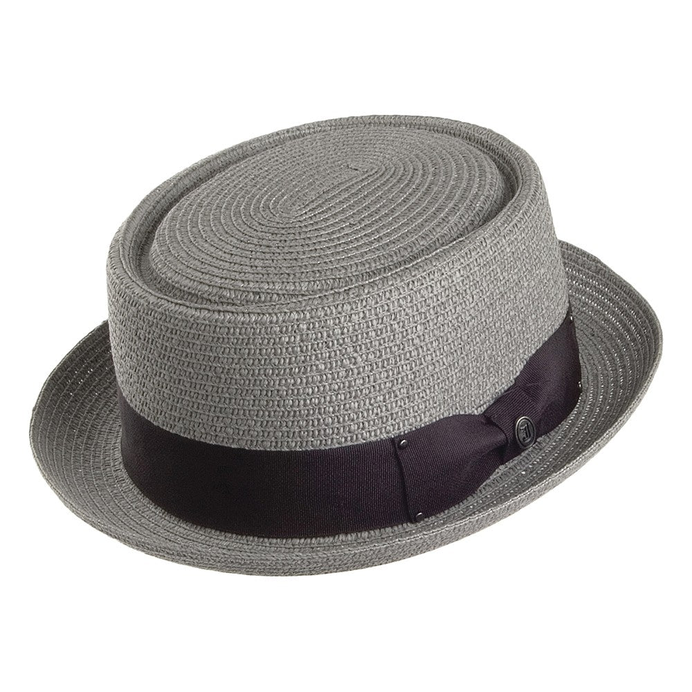 Toyo Braided Pork Pie Hat - Grey