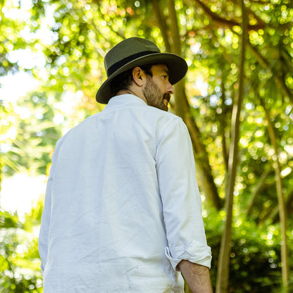 Summer C-Crown Straw Fedora Hat - Olive