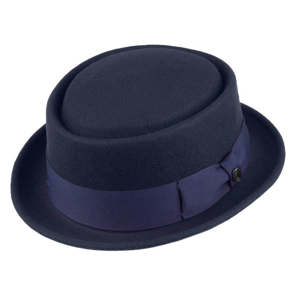 Crushable Wool Pork Pie Hat - Navy Blue