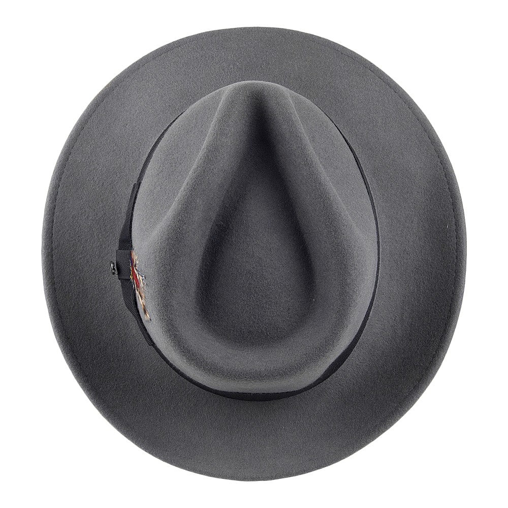 Crushable C-Crown Wool Felt Fedora Hat - Grey