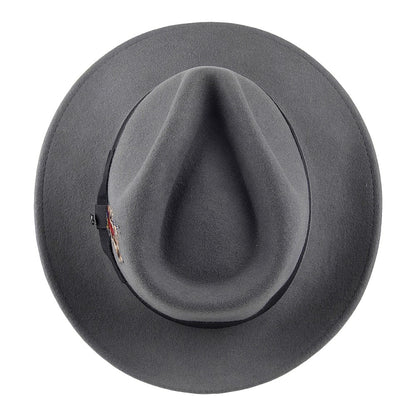 Crushable C-Crown Wool Felt Fedora Hat - Grey