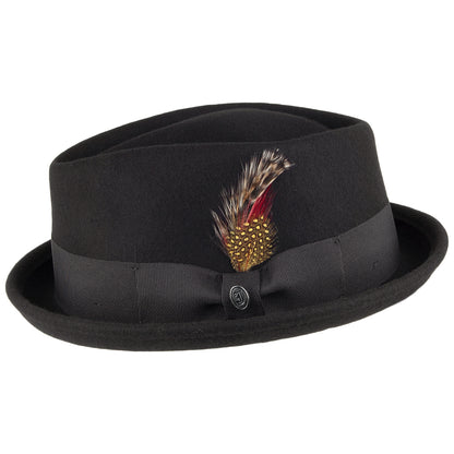Crushable Diamond Crown Pork Pie Hat - Black