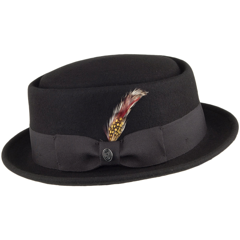 Crushable Wool Pork Pie Hat - Black