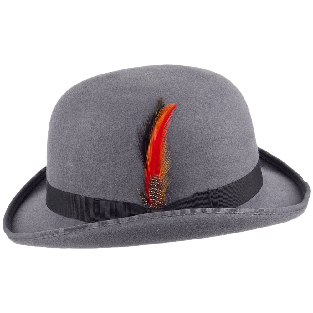 Wool Felt English Bowler Hat - Grey