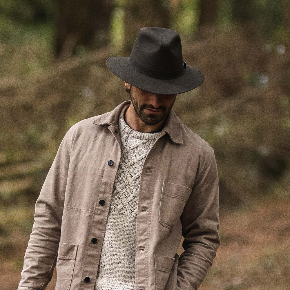 Oilcloth Safari Fedora Hat - Olive