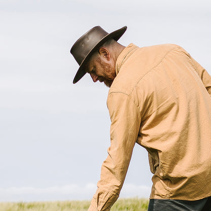 Crushable Leather Outback Hat - Brown