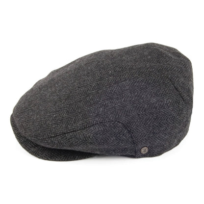 Herringbone Extended Bill Flat Cap - Charcoal