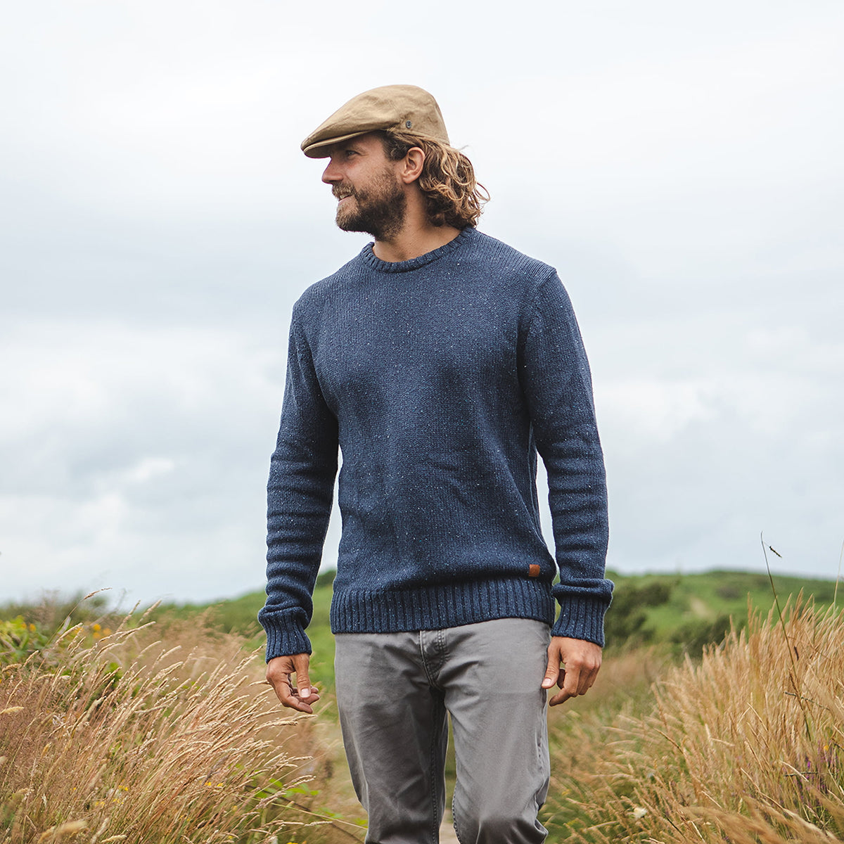 Linen Flat Cap - Camel