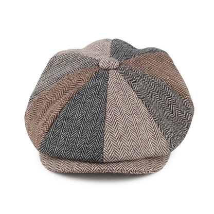 Herringbone Patch Newsboy Cap - Multi-Coloured