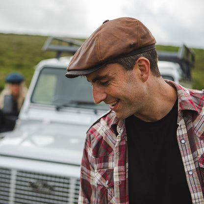 Fulton Leather Flat Cap - Brown