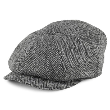 HARRIS TWEED Castlebay Newsboy Cap - Black-Grey