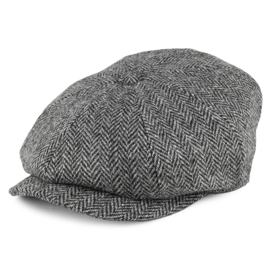 HARRIS TWEED Castlebay Newsboy Cap - Black-Grey