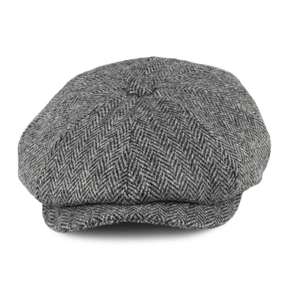HARRIS TWEED Castlebay Newsboy Cap - Black-Grey