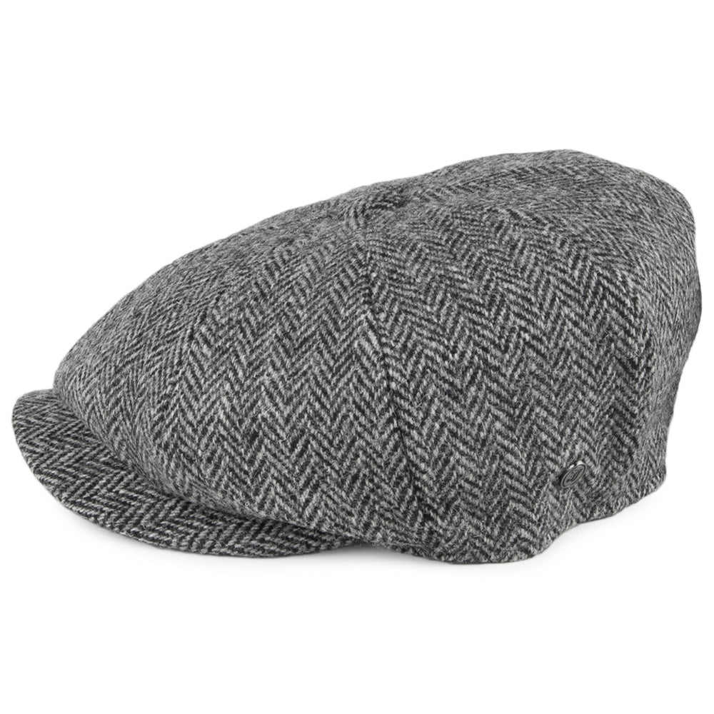 HARRIS TWEED Castlebay Newsboy Cap - Black-Grey