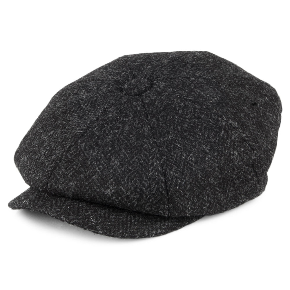 HARRIS TWEED Taransay Newsboy Cap - Black-Charcoal