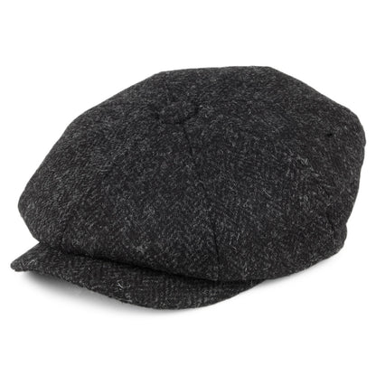 HARRIS TWEED Taransay Newsboy Cap - Black-Charcoal